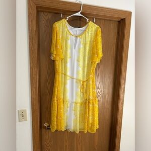 Plus Size Flutter-Sleeve Ruffle-Tier Dress